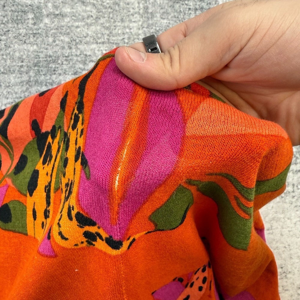 Chicos Cardigan Size 0 US Small Pink Kimono Duster Open Vibrant Floral Resort - Picture 4 of 13